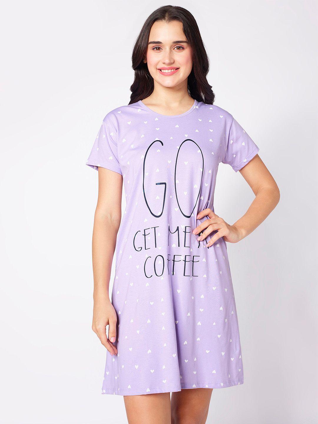 beebelle lavender typography printed nightdress