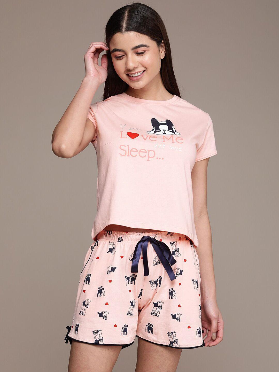 beebelle typography printed pure cotton night suit