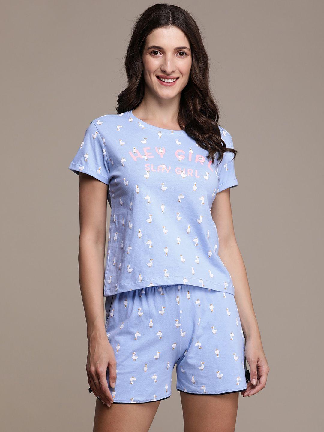 beebelle conversational printed pure cotton night suit