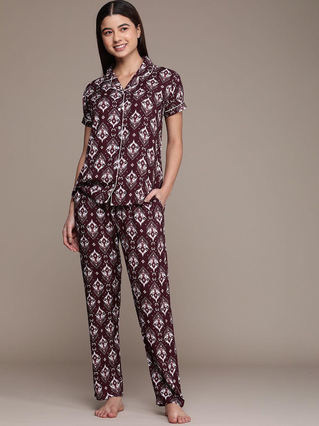 beebelle ethnic motifs printed pure cotton night suit