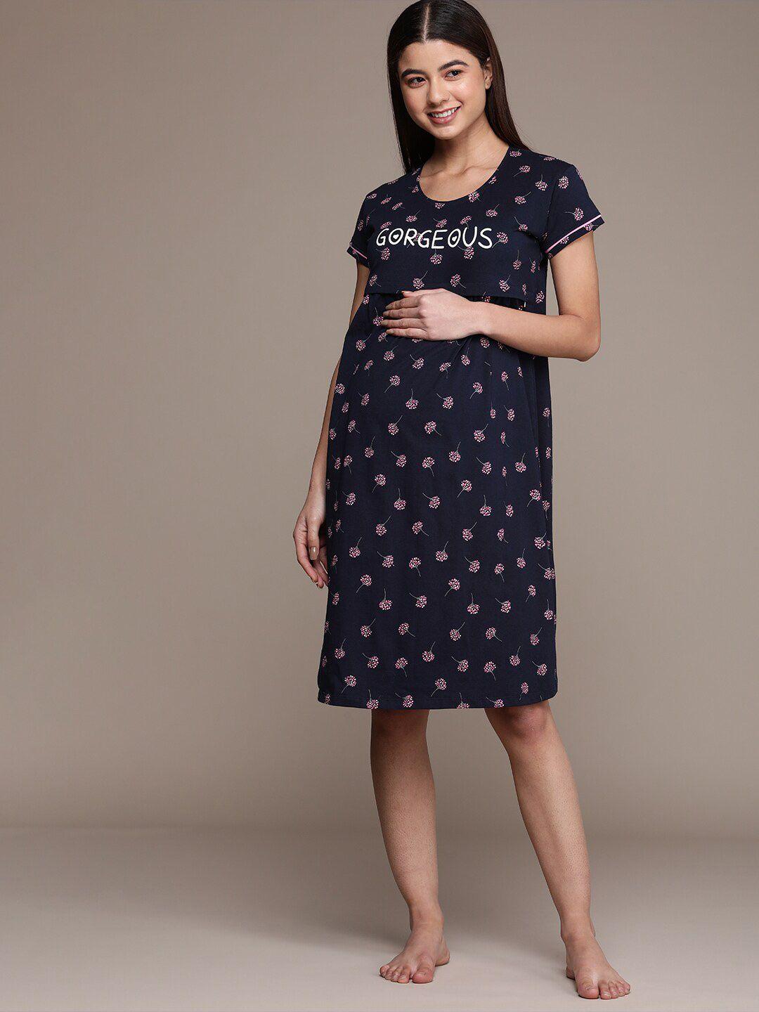 beebelle floral printed pure cotton maternity nightdress