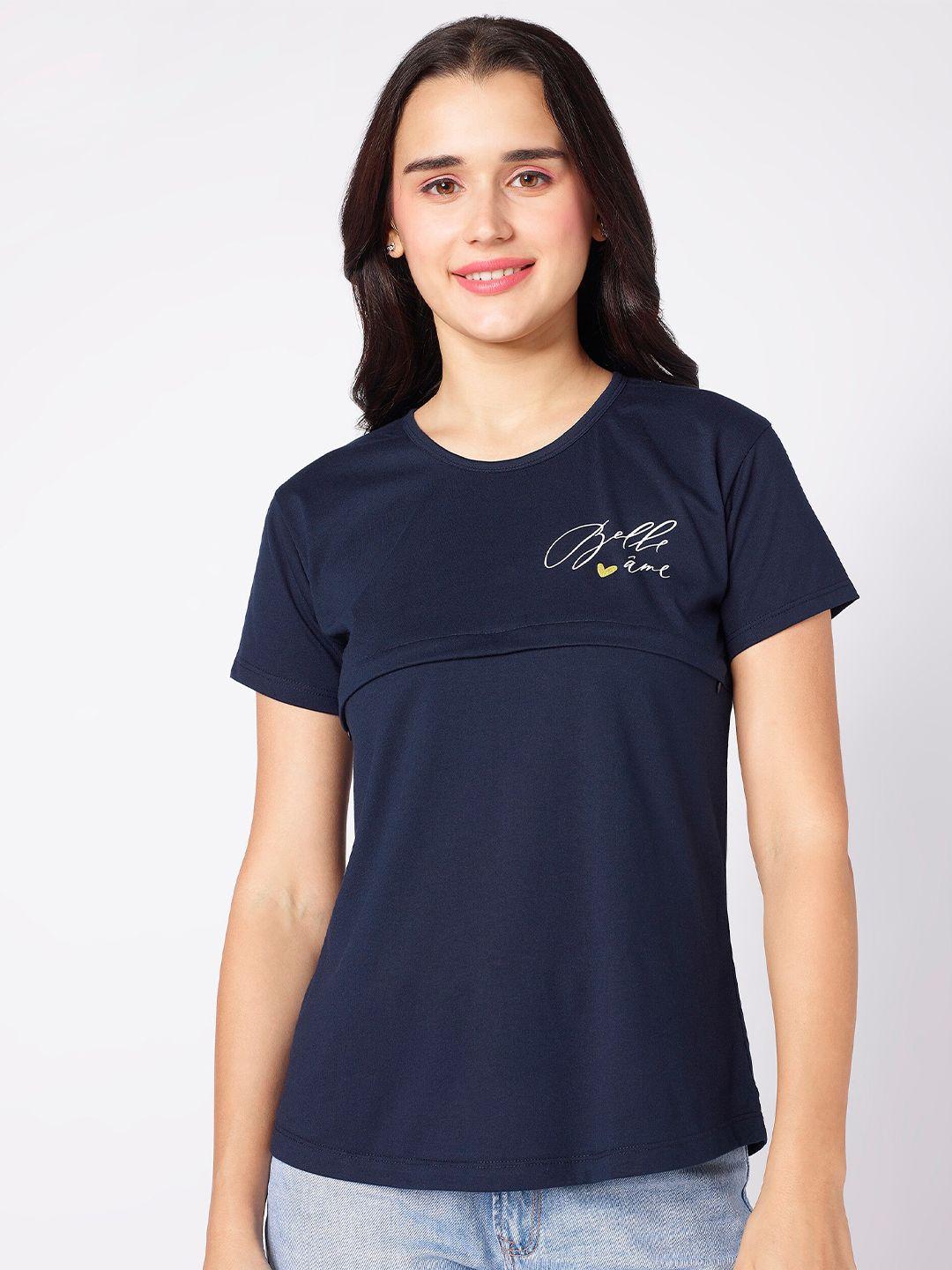 beebelle navy blue maternity & feeding top