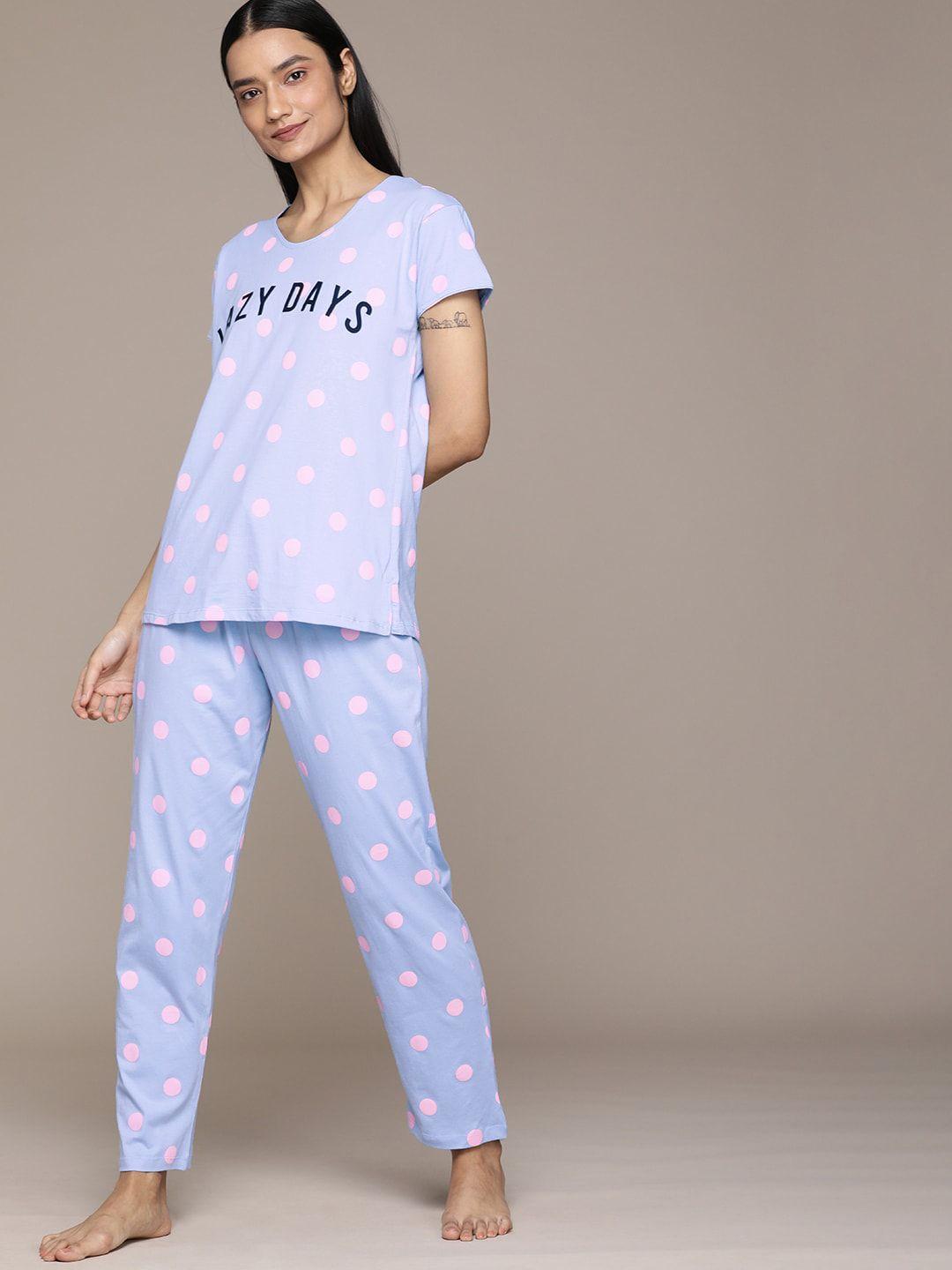 beebelle polka dots printed pure cotton night suit