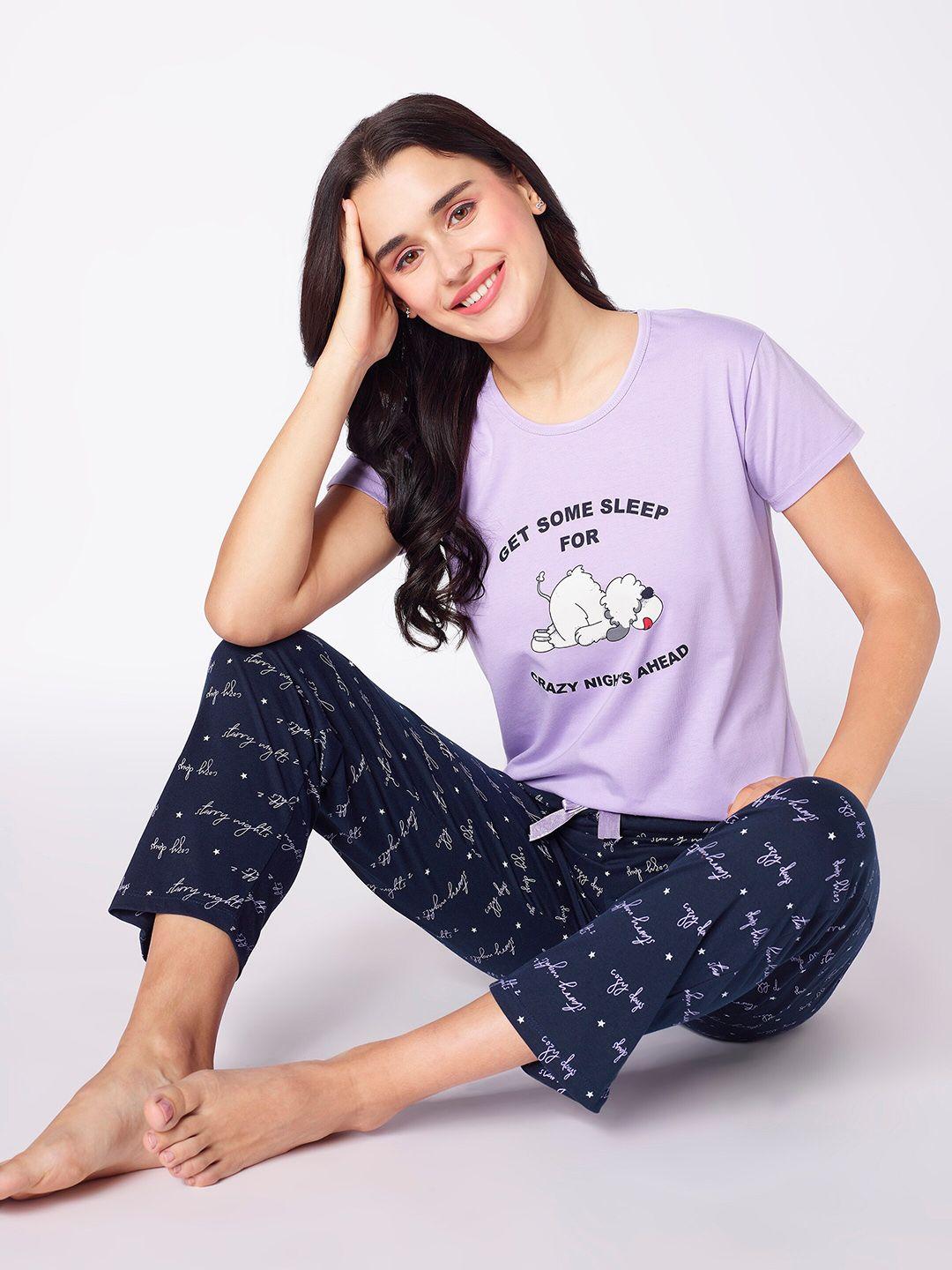 beebelle typography printed cotton night suit