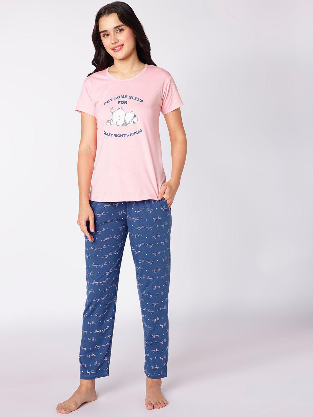 beebelle typography printed cotton night suit