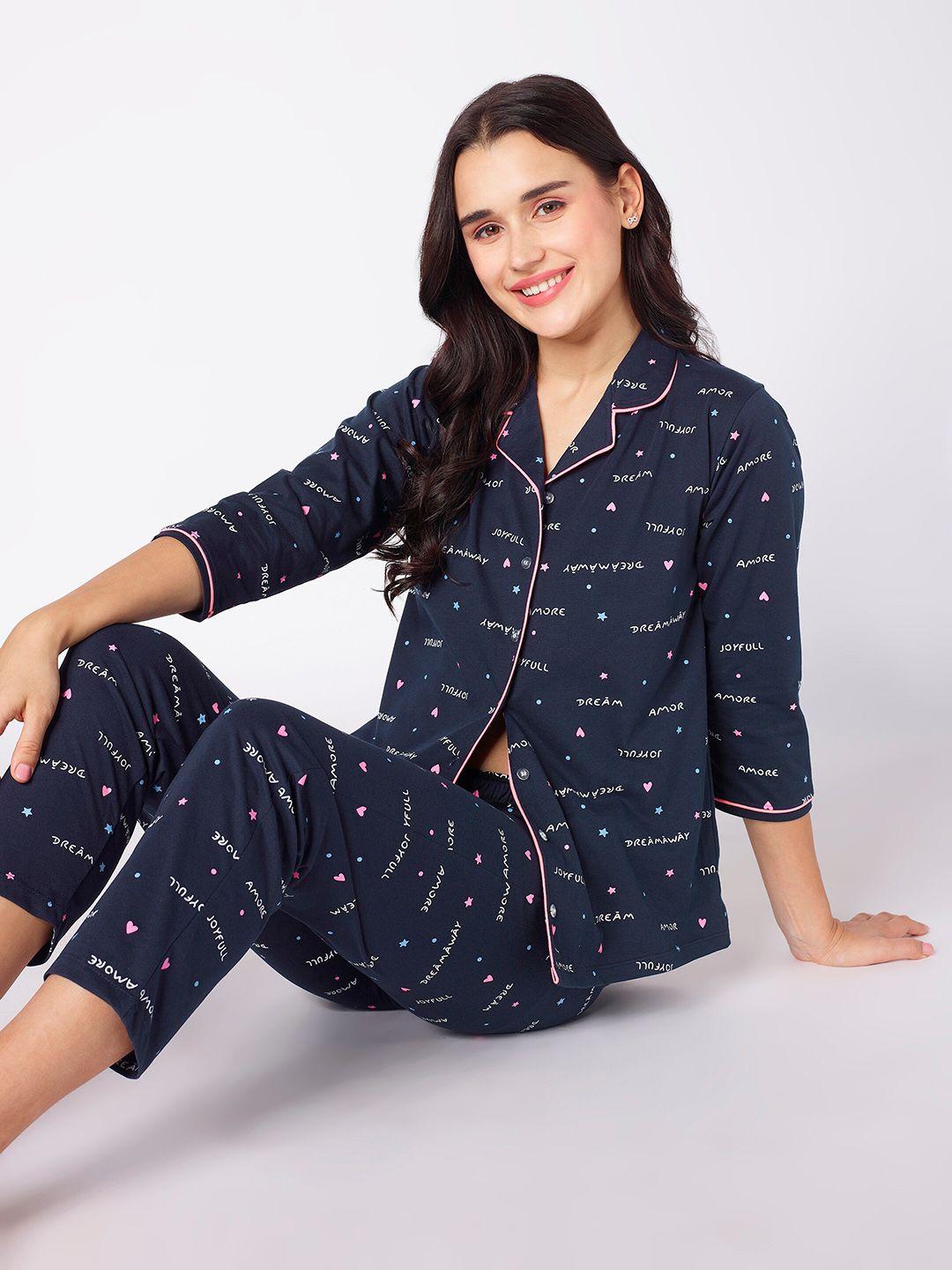beebelle typography printed cotton night suit