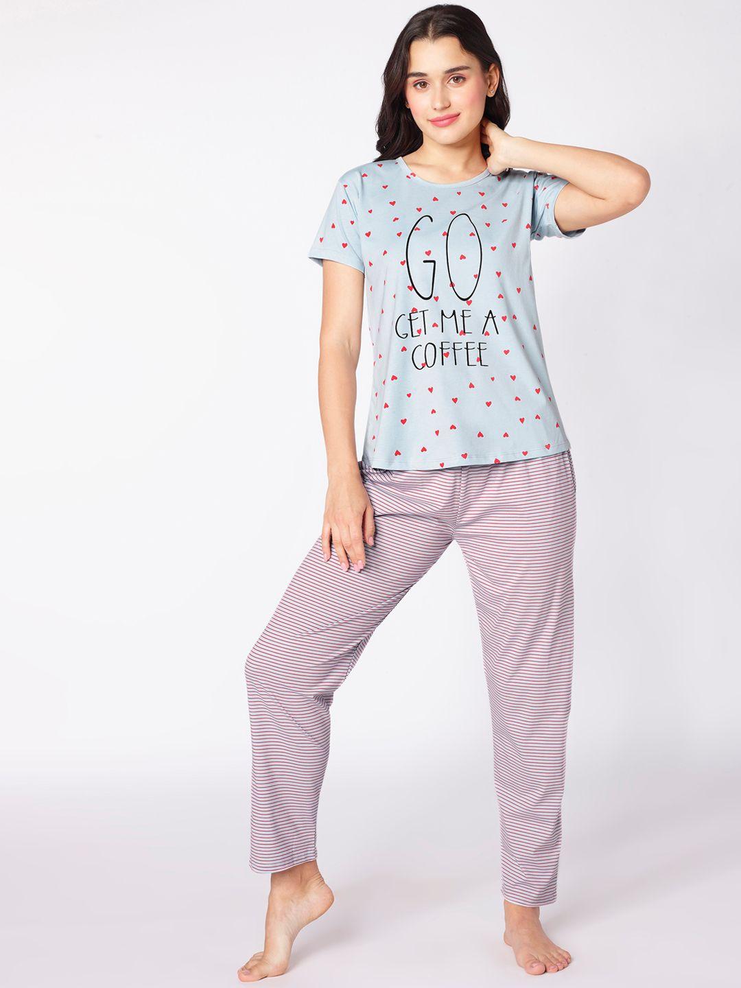 beebelle typography printed cotton night suit