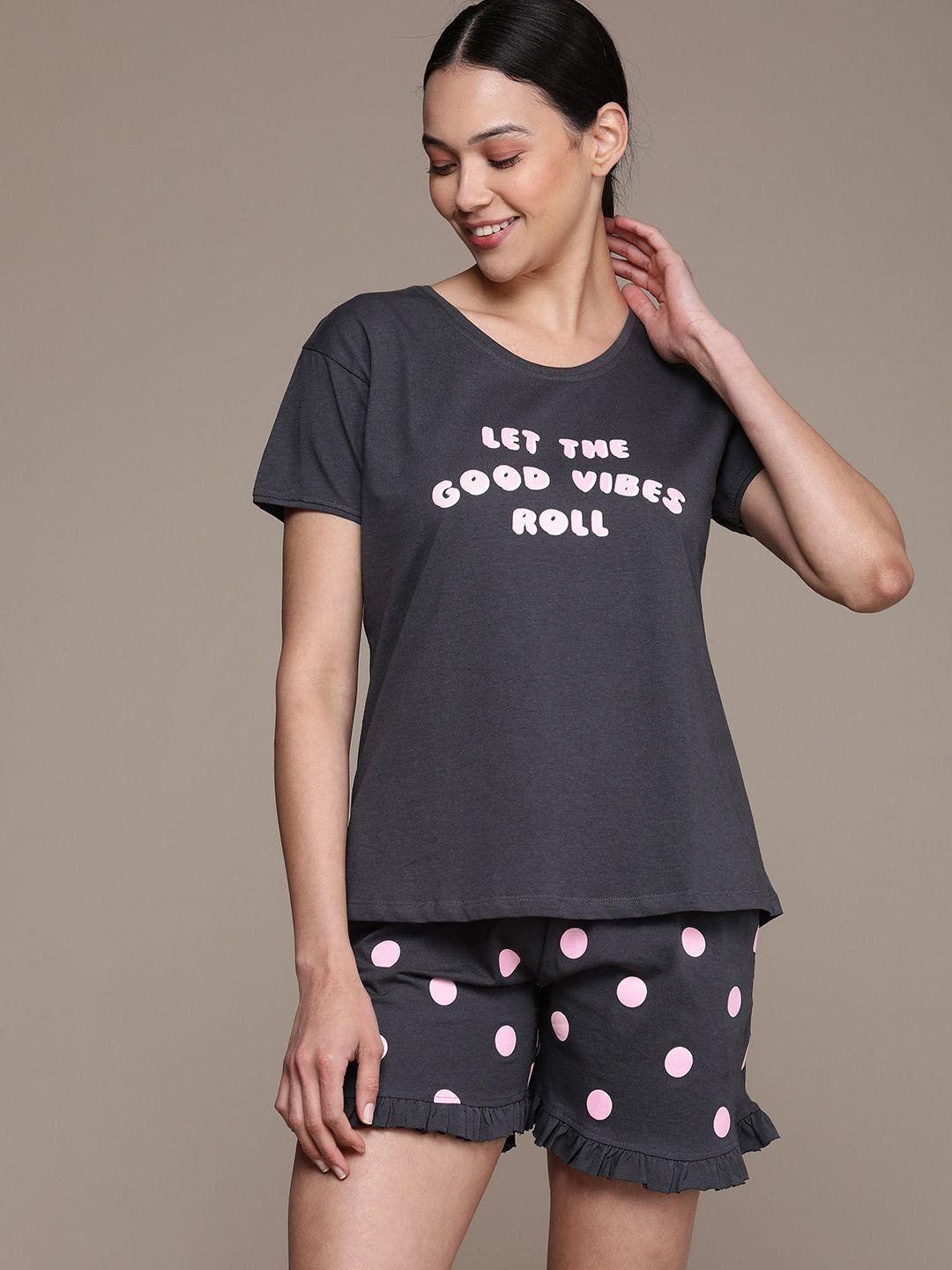 beebelle typography printed pure cotton night suit