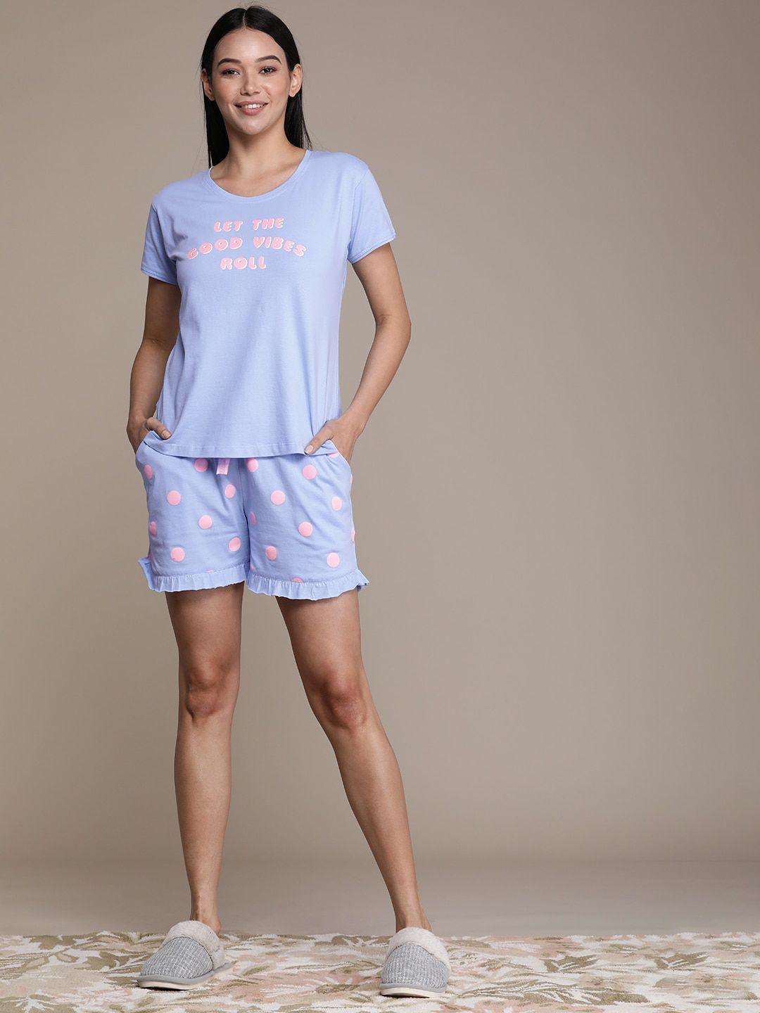 beebelle typography printed pure cotton night suit