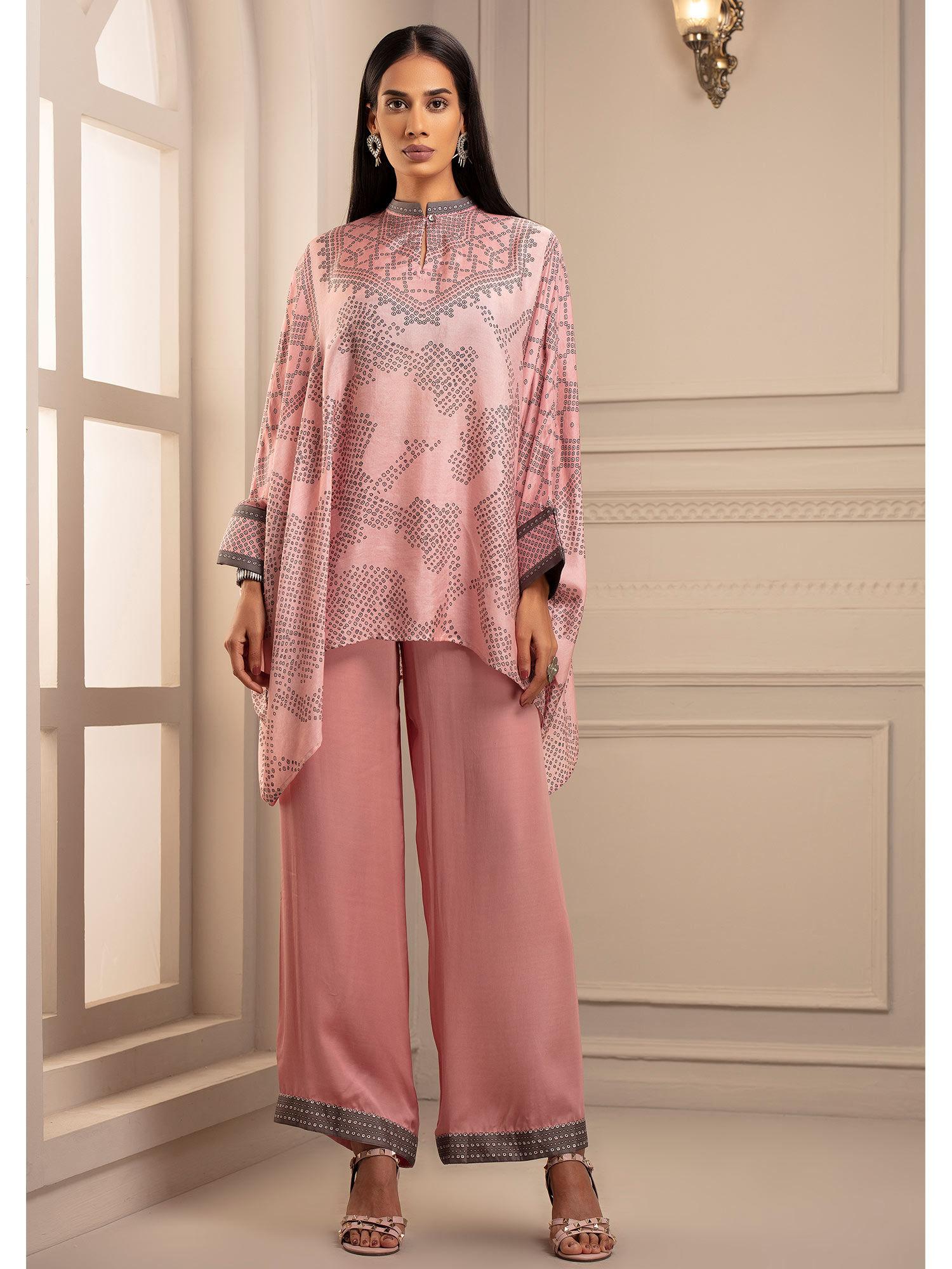 beendi chanel pink tunic with palazzo (set of 2)
