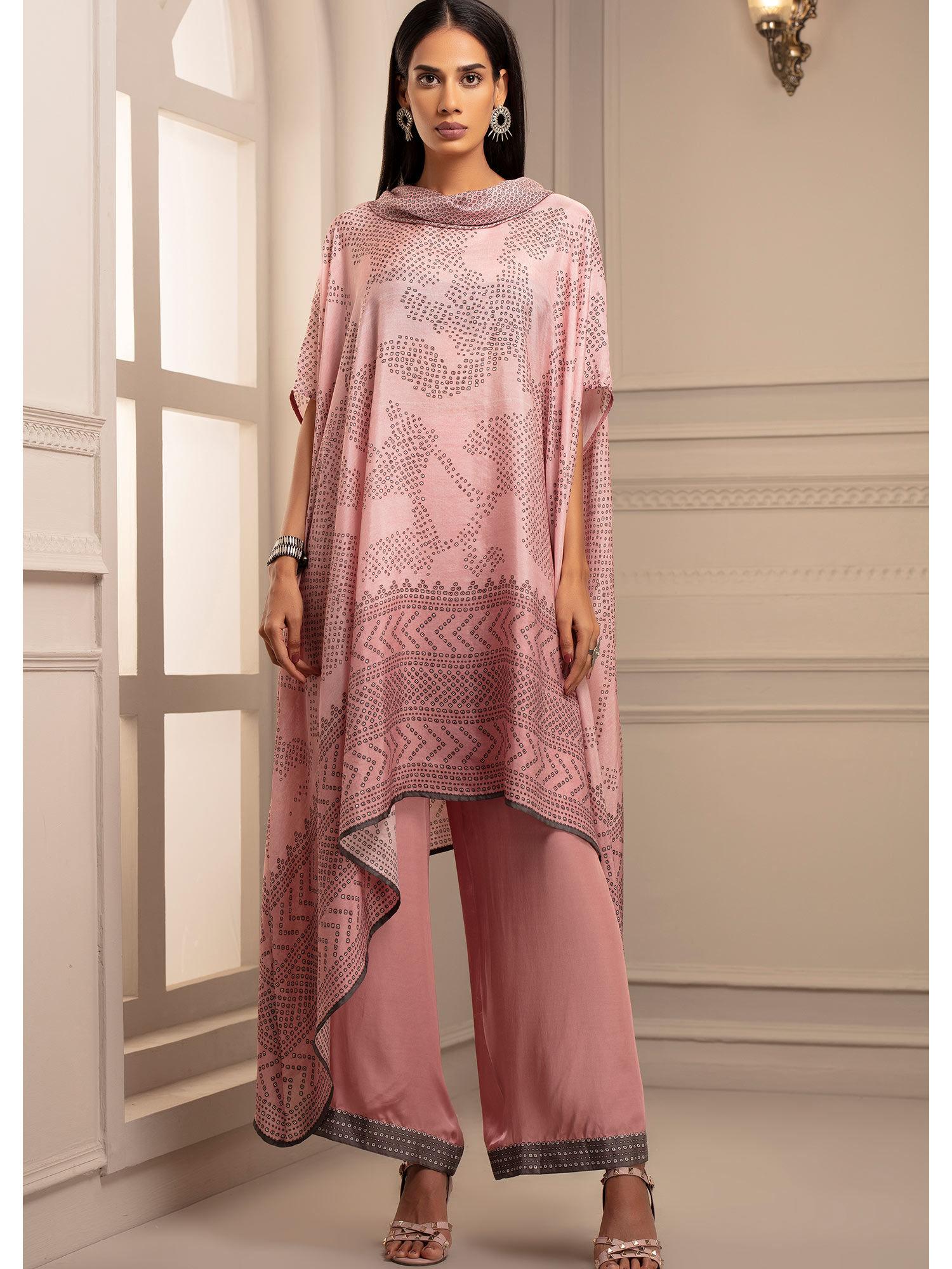 beendi lavanya pink tunic with palazzo (set of 2)