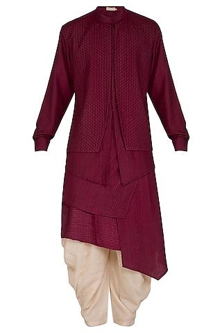 beet red printed kurta set