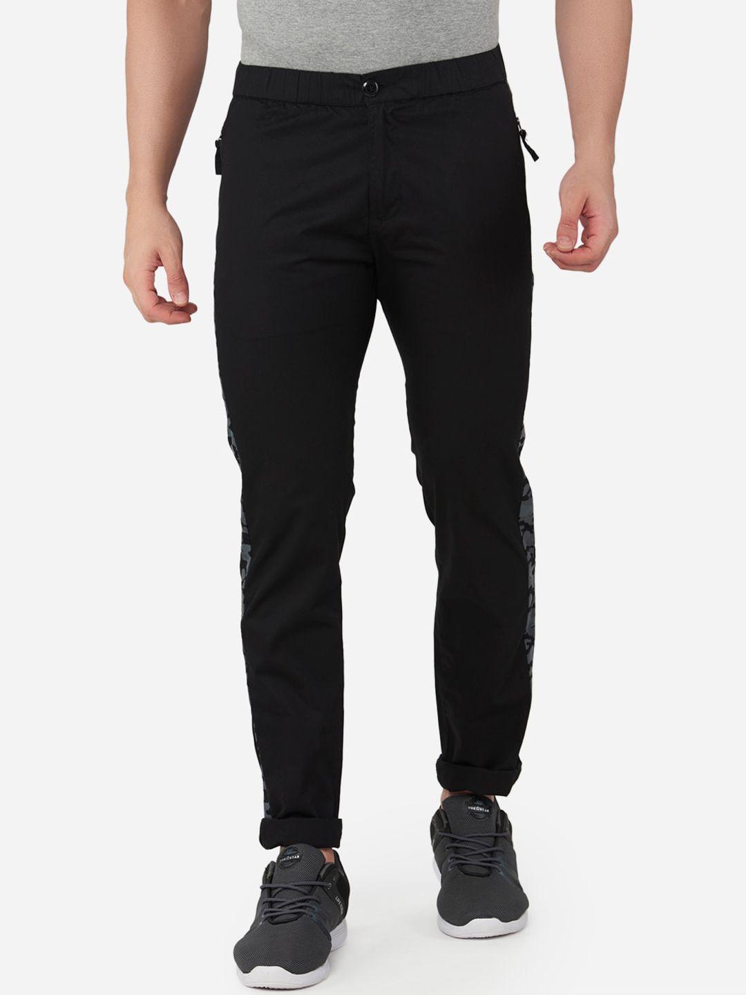 beevee men black solid track pants