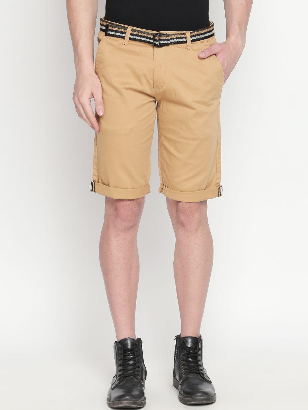 beevee men khaki solid regular fit regular shorts