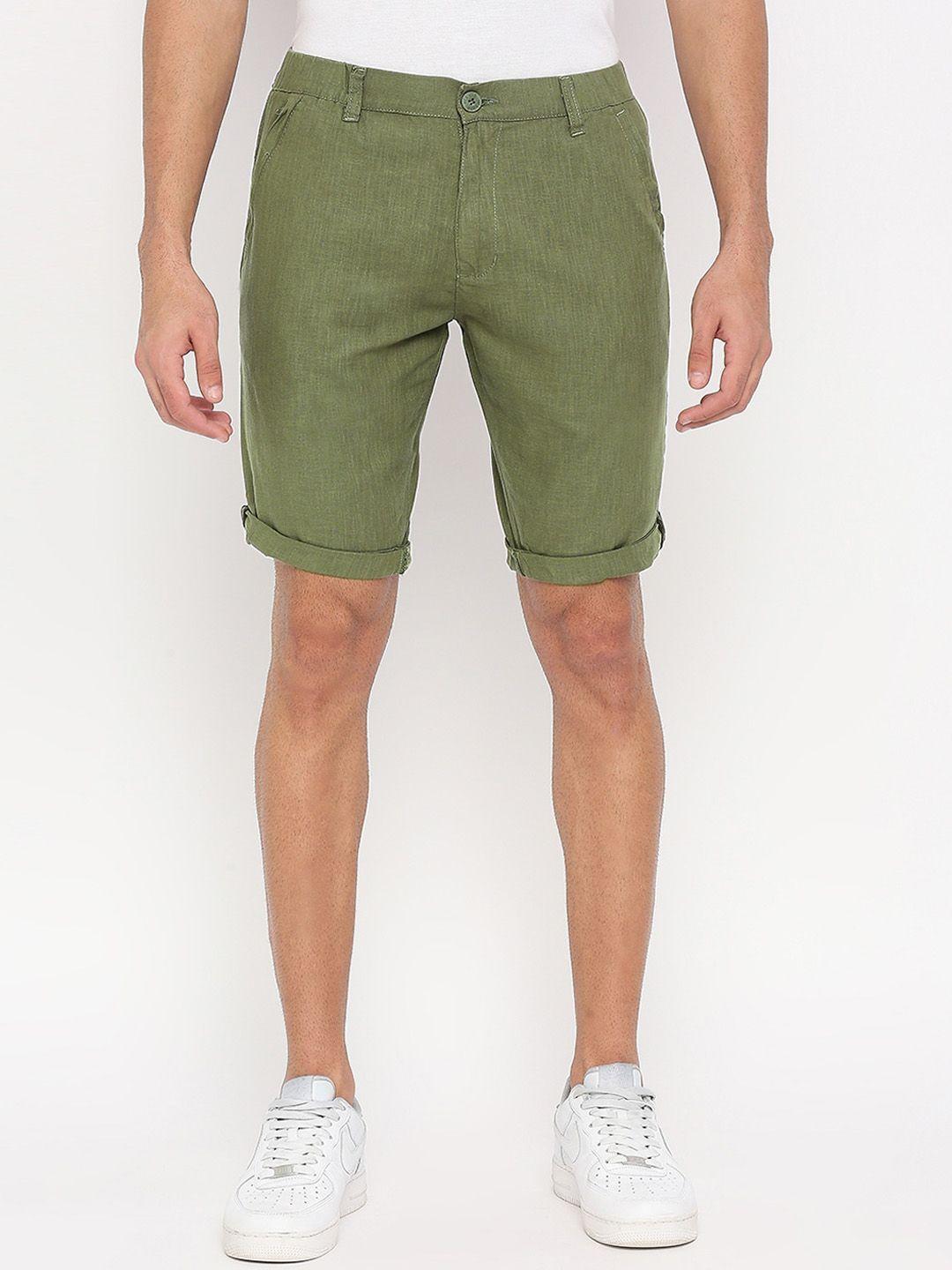 beevee men mid-rise cotton linen chino shorts