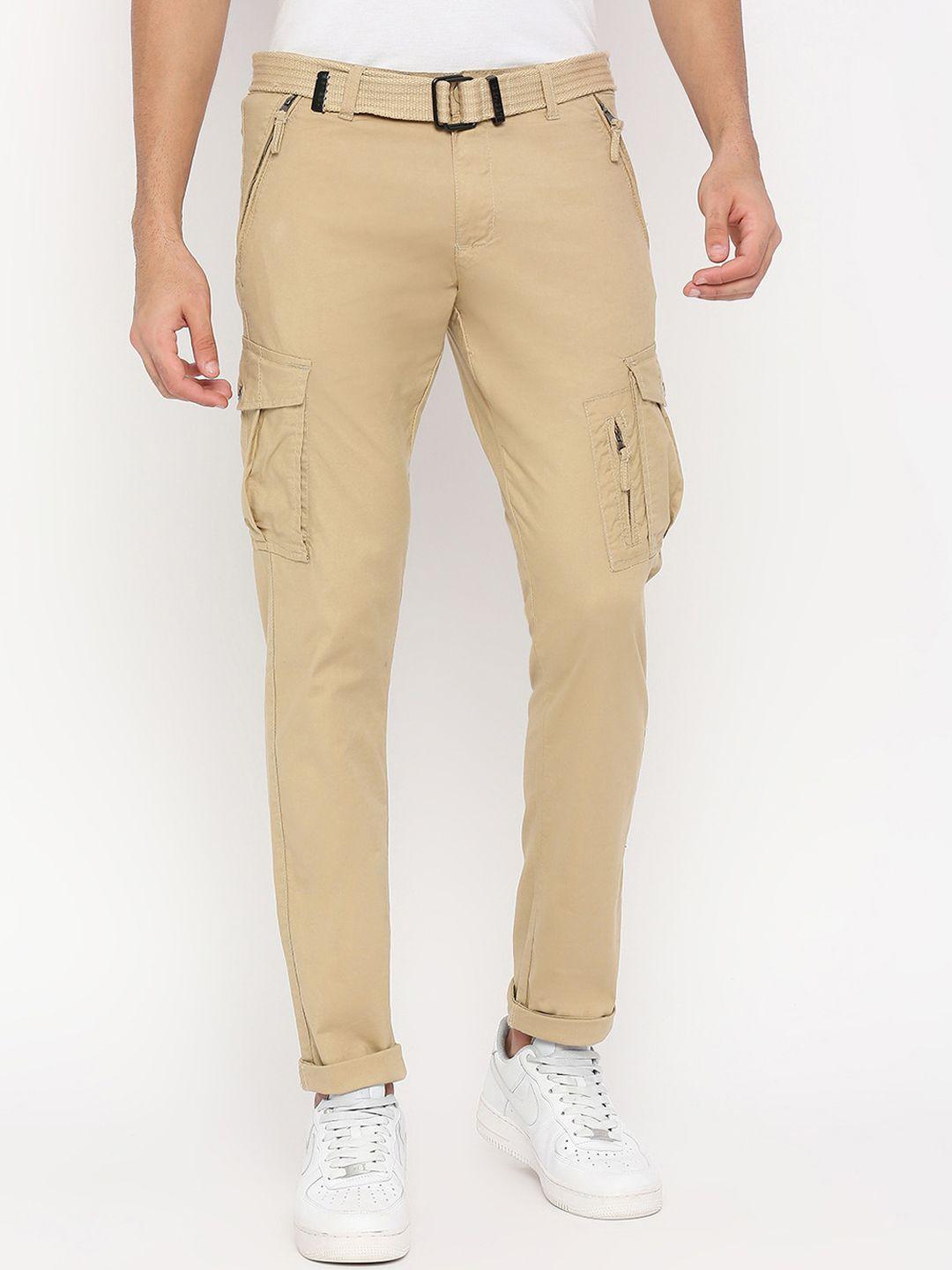 beevee men relaxed straight fit easy wash cargos trousers