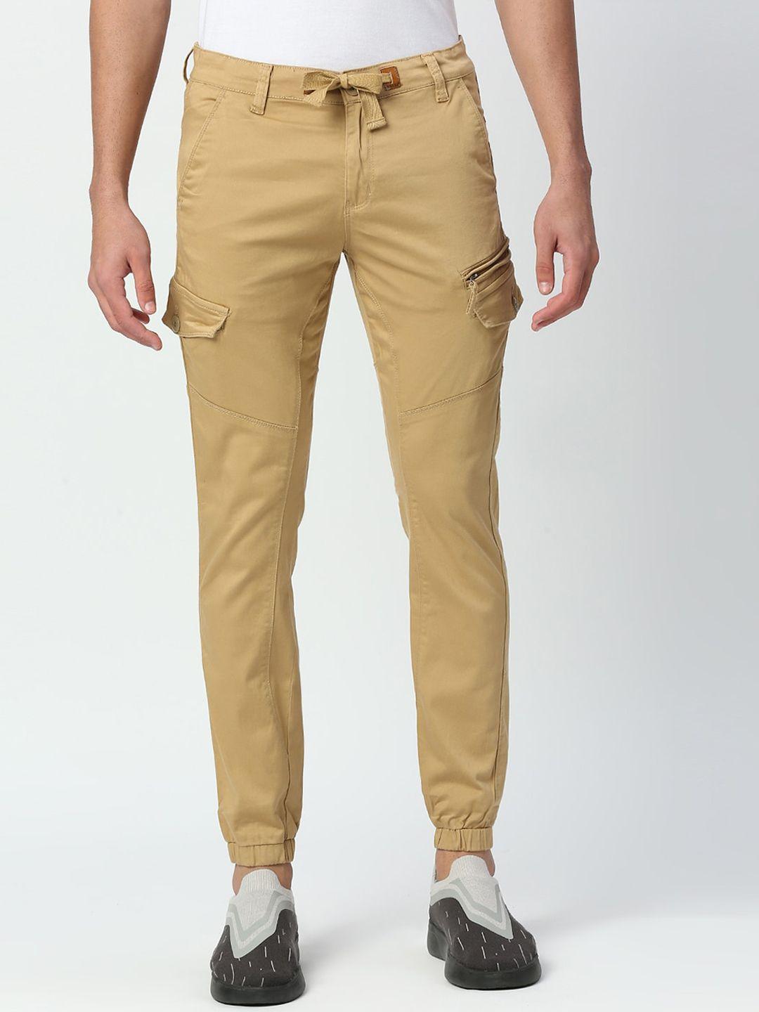beevee men relaxed tapered fit easy wash cargos trousers