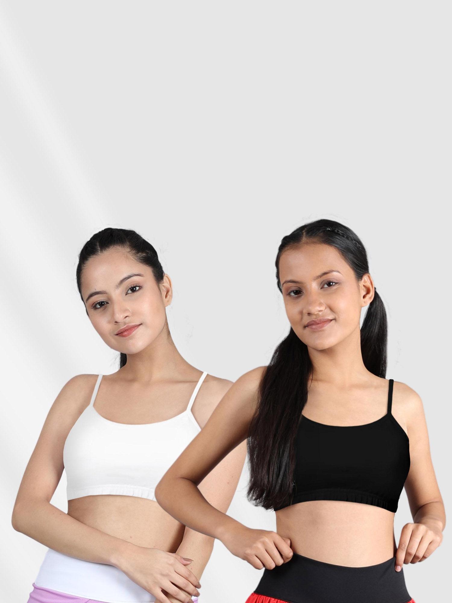 beginners bra non padded non wired black and white (pack of 2)