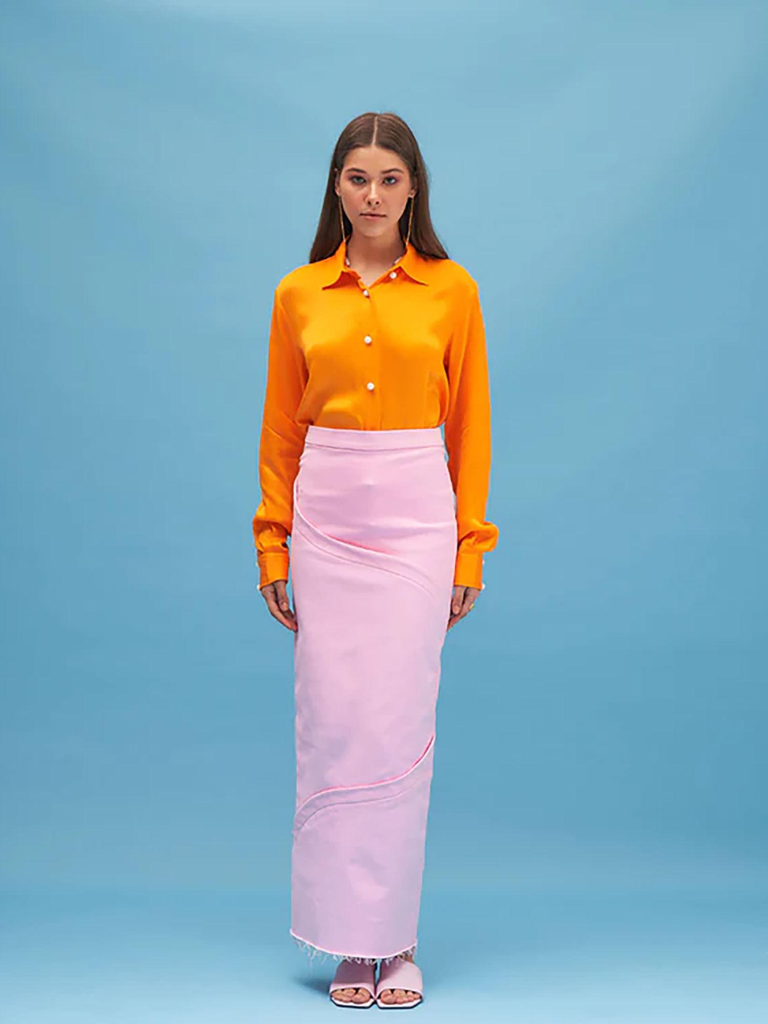 begonia layered jeans skirt