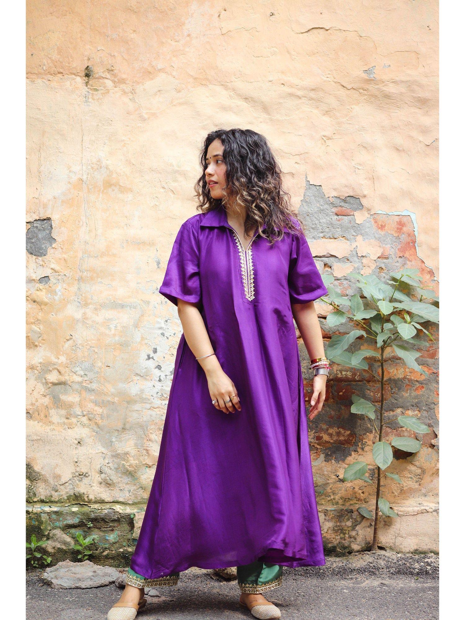 begum naaz purple kurta