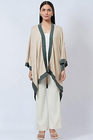 beige & grey cashmere knitted cape