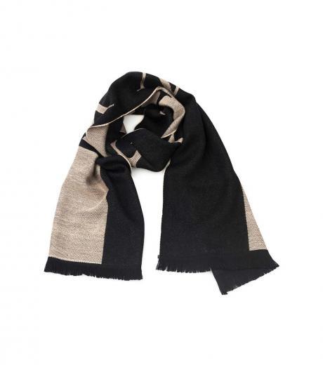 beige black logo scarf