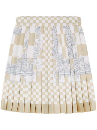 beige checkered pattern skirt