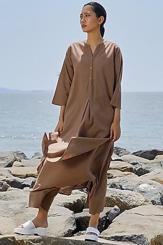 beige cotton high-low tunic