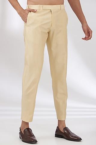 beige cotton silk trousers