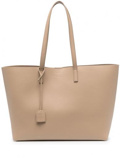beige e/w leather shopping bag