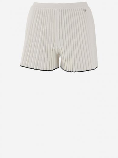 beige elasticized waistband shorts