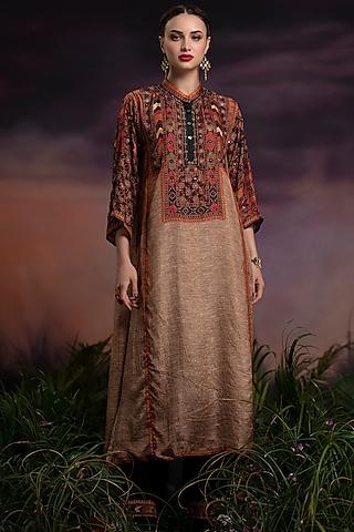 beige embroidered long tunic
