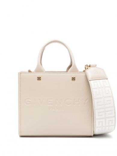 beige g-tote mini leather handbag