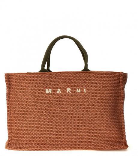 beige large shopping bag with logo embroidery
