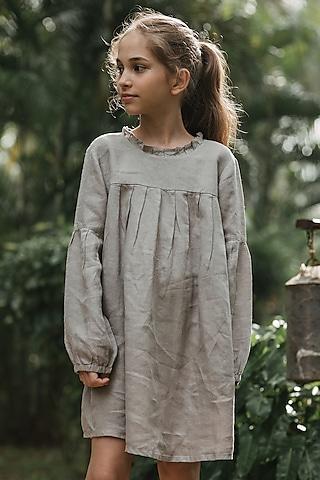 beige linen dress for girls