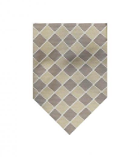 beige modern check silk tie