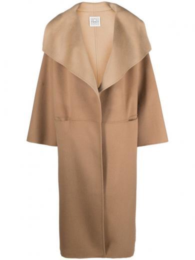 beige oversized pointed lapels coat