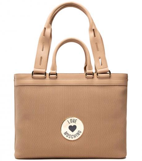 beige perforated large tote