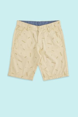 beige printed knee length casual boys regular fit shorts