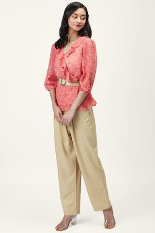 beige solid ankle-length casual women comfort fit culottes