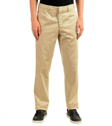 beige solid casual pants