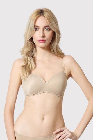 beige solid women comfort fit bra