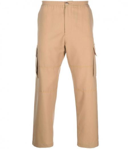 beige straight-leg cargo trousers