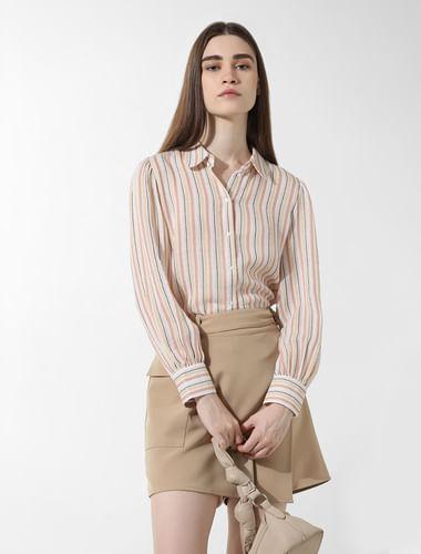 beige striped cotton shirt