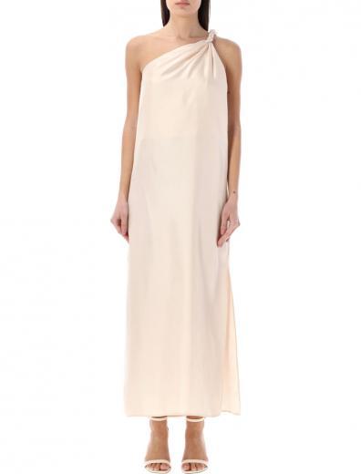 beige adela one shoulder dress