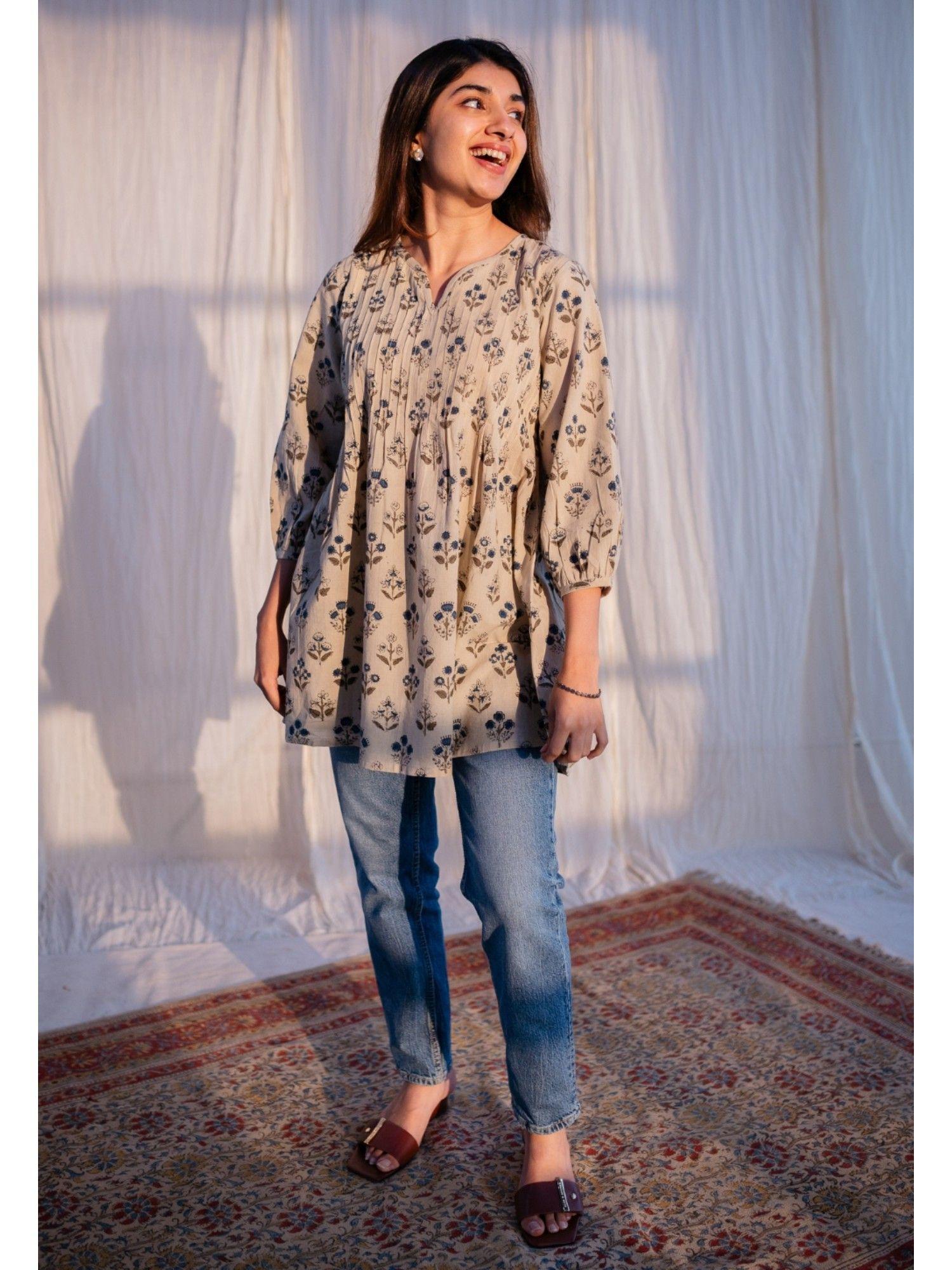 beige ajrakh cotton shirt