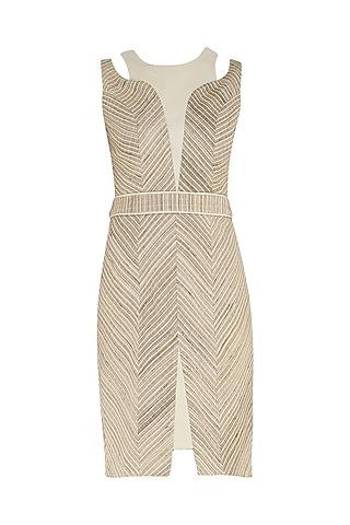 beige and cream bodycon dress