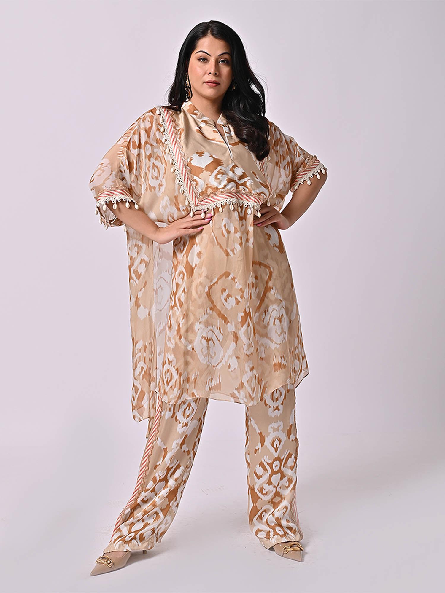 beige and white laila long tunic