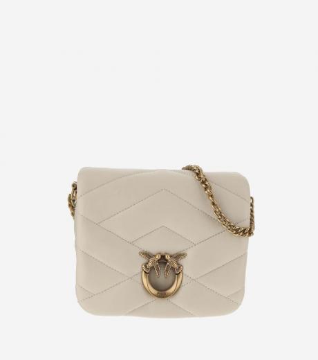 beige beige love birds quilted crossbody bag