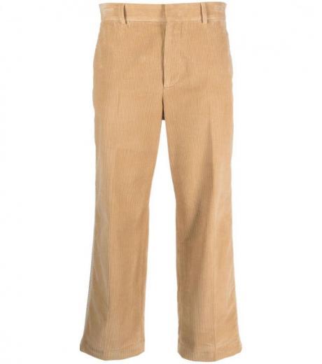 beige beige straight-leg pants